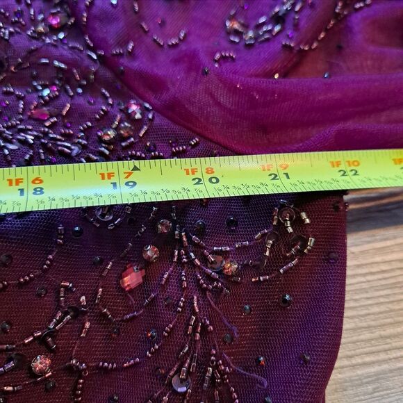 Christina Wu Mother Of The Bride Glam Sheer Trumpet Dress 17890 Size 18 Merlot - Picture 8 of 15